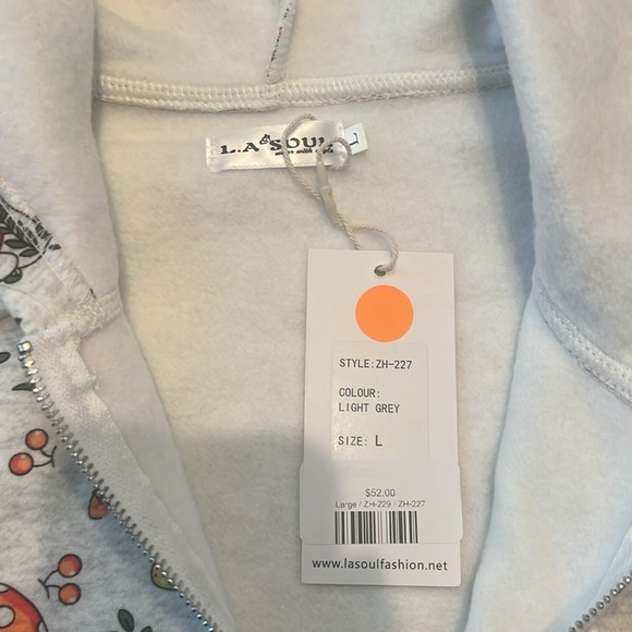 NWT - L.A. Floral & Mushroom Print Zip Up Fleece Zipper Hoodie Size - Large - Picture 5 of 8